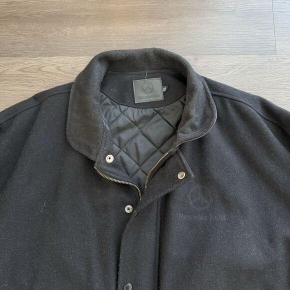 Vintage Mercedes Benz Men's SZ XL Black Varsity Jacket Wool Leather HTF - Picture 2 of 9